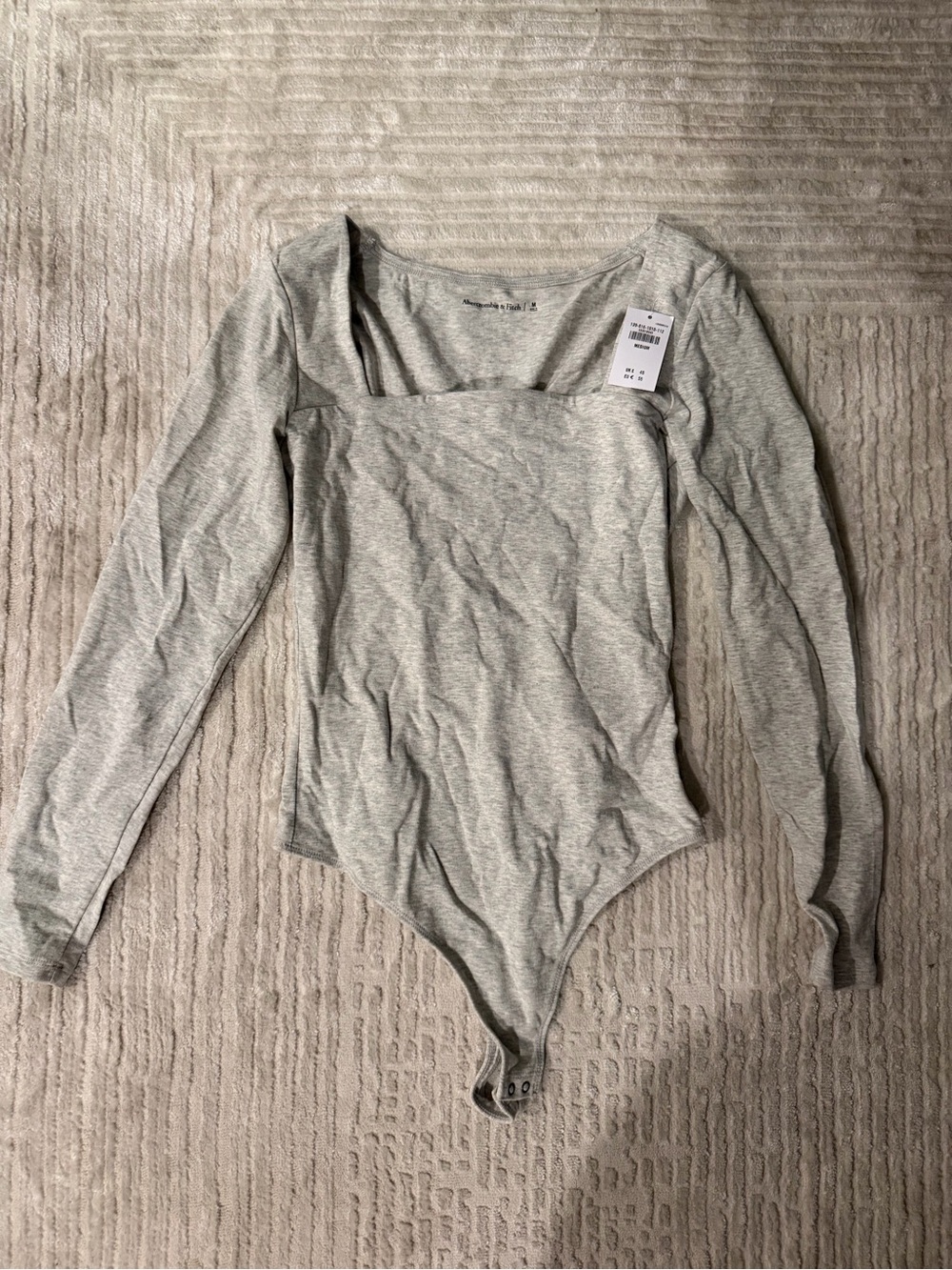 Abercrombie & Fitch Light Gray Long Sleeve Square Neck Bodysuit